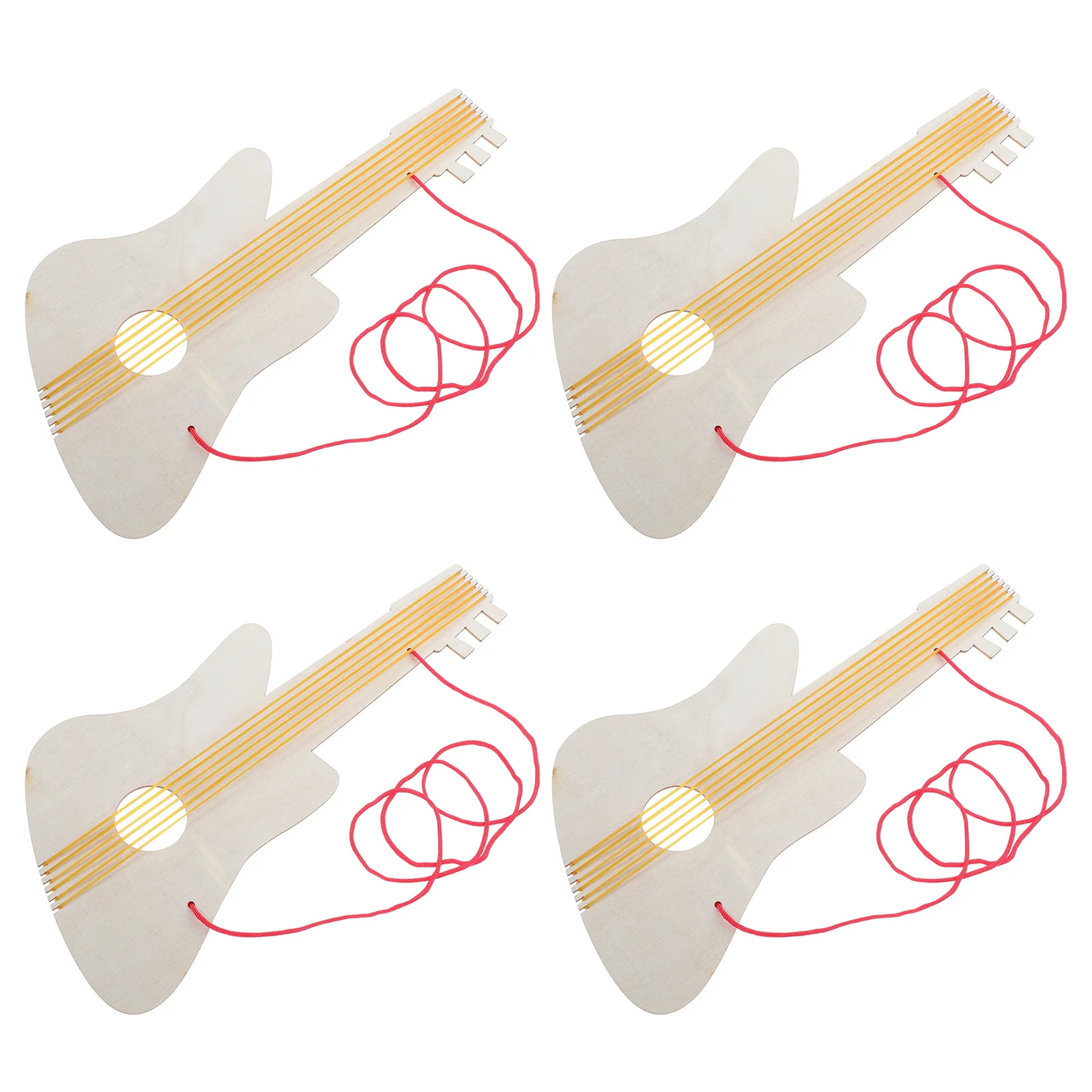 4 set di chitarra in legno per bambini per la scuola materna, pittura fai da te, strumento musicale vuoto incompiuto, design portatile per bambini