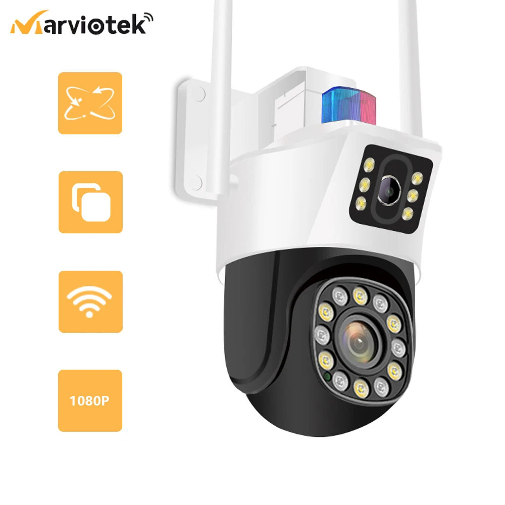 5MP IP WIFI Camera Camhi pro Ptz Outdoor Daul Lens Video Surveillance Cam Daul Screen Kamera Email Alarm AI Human Tracking