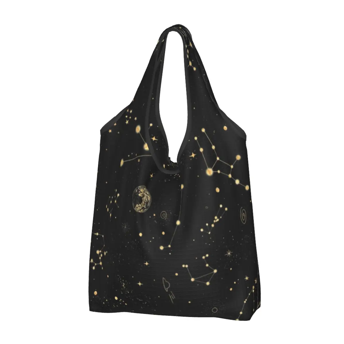 Custom Funny Printed Into The Galaxy Tote Shopping Bags Portable Shopper Shoulder Handbag