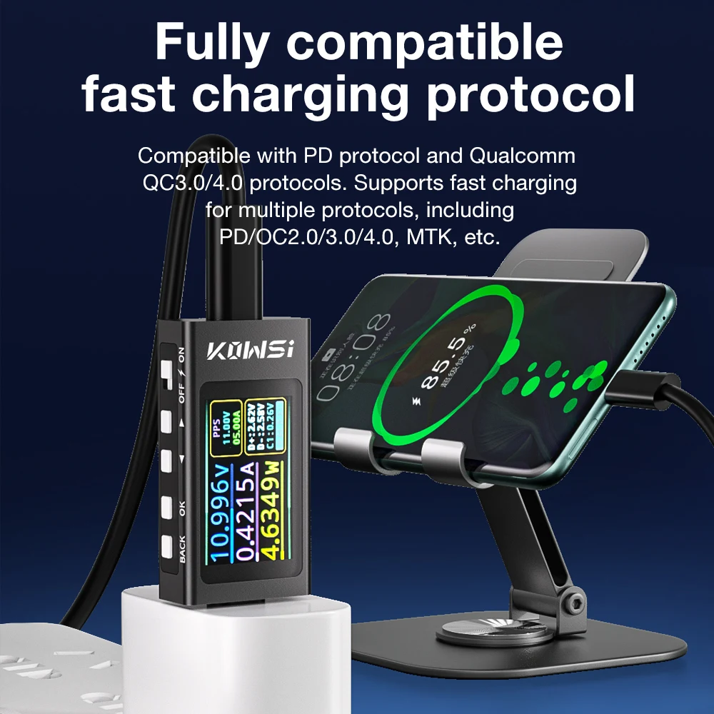 KWS Typ-C Ladetester DC 4-30V 0-12A Digital Voltmeter Spannung Strom Meter Amperemeter Power Bank Telefon Ladegerät Anzeige – Detail 3