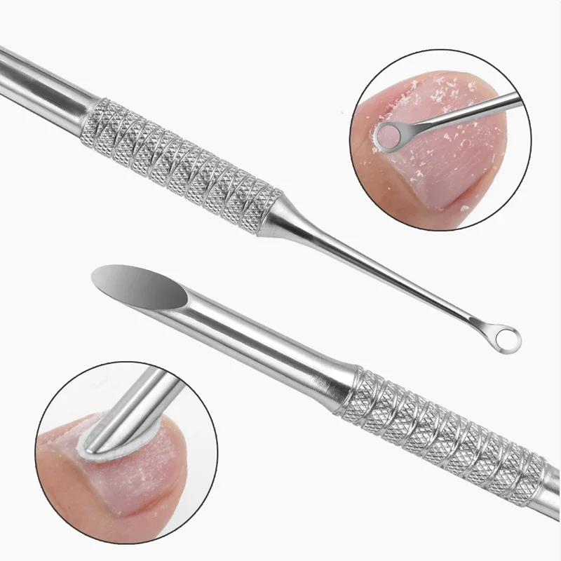 Russian Nail Double-ended Stainless Steel Circle Beveled Head Cuticle Pusher Remover Pedicure Manicure Sticks Tool Nail Art Tool