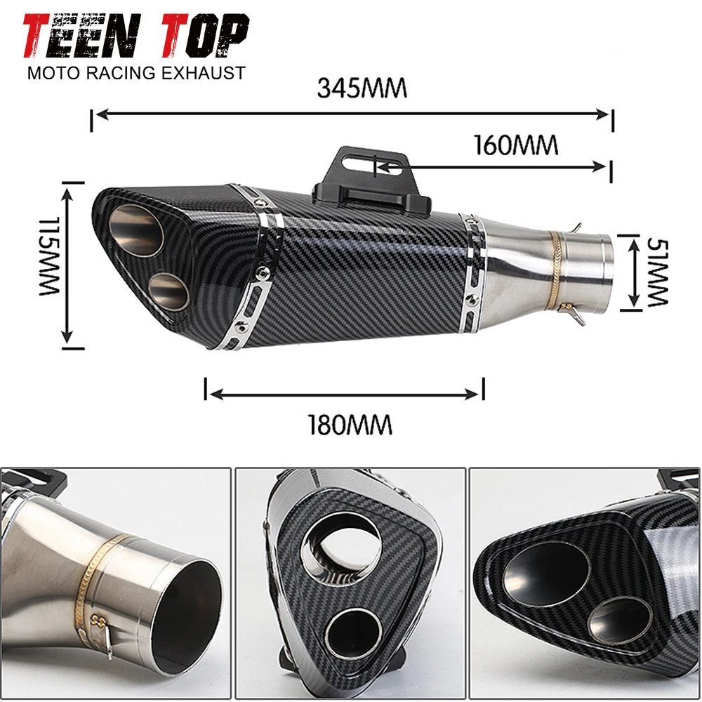 51mm Stainless Steel Universal Exhaust Muffler For SUZUKI SV650 SV650X 2016-2020 2021 Slip On Exhaust Connection Pipe view 3