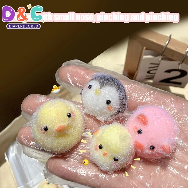 1PC Miniature Chick Pig Animal Relief Squeeze Toy Sticky Soft Mini Penguin Duck Stress Relief Soft New Fidget Toy