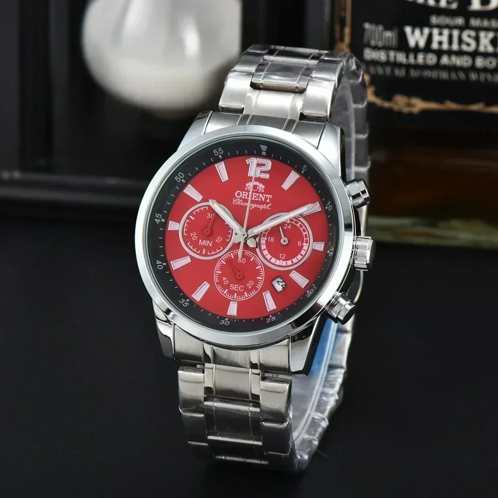 Top AAA Original Orient  Watches Mens Business Full Stainless Steel Automatic Date Watch Luxury Chronograph Sport Quartz Clock