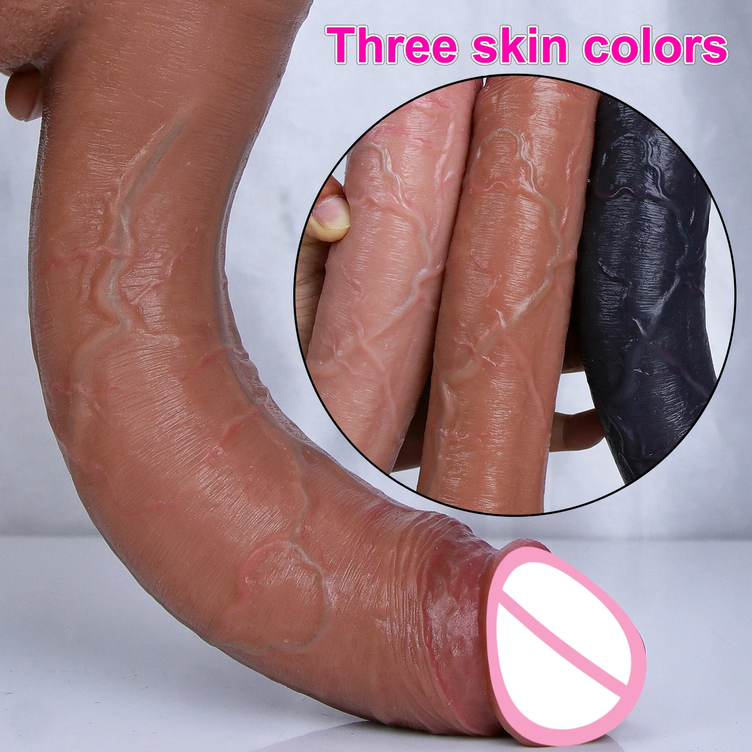 Soft Realistic Veins Strap on Dildo 3 Skin Colors Silicone Penis Masturbator Double Cock Man Women Anal Sex Toy Suction Cup Dick