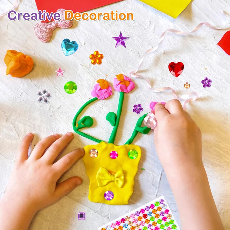 880 Stück Edelstein-Perlen-Aufkleber Strasssteine für Bastelarbeiten Selbstklebende Juwelen Acryl DIY Dekorative Diamant-Aufkleber für Mädchen und Kinder – Detail 4