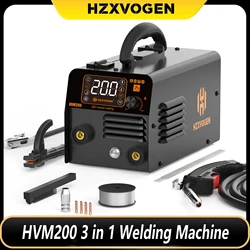 HZXVOGEN-Machine à souder semi-automatique MMA Mig, 3 en 1, HVM200, outil synergique de soudage à onduleur, non gaz, fer à souder sans gaz