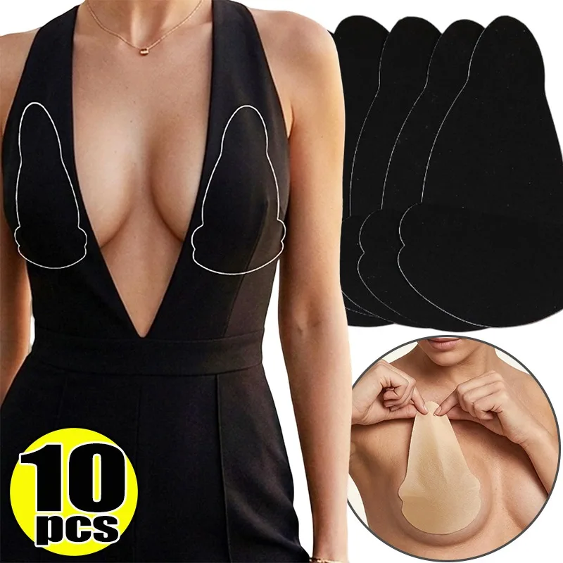 5 Pares de Parches de Tela No Tejida para Levantar el Busto, Adhesivos Reutilizables, Alternativa Invisible al Sujetador para Vestidos sin Espalda ni Tirantes