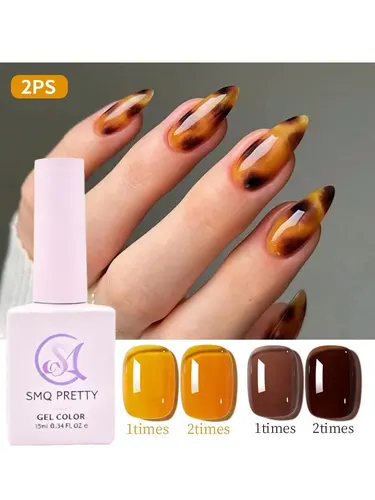 Imagen 1 del producto Juego combinado de dos colores de 2 piezas de 15 ml, kit de gel de uñas de doble color marrón amarillo