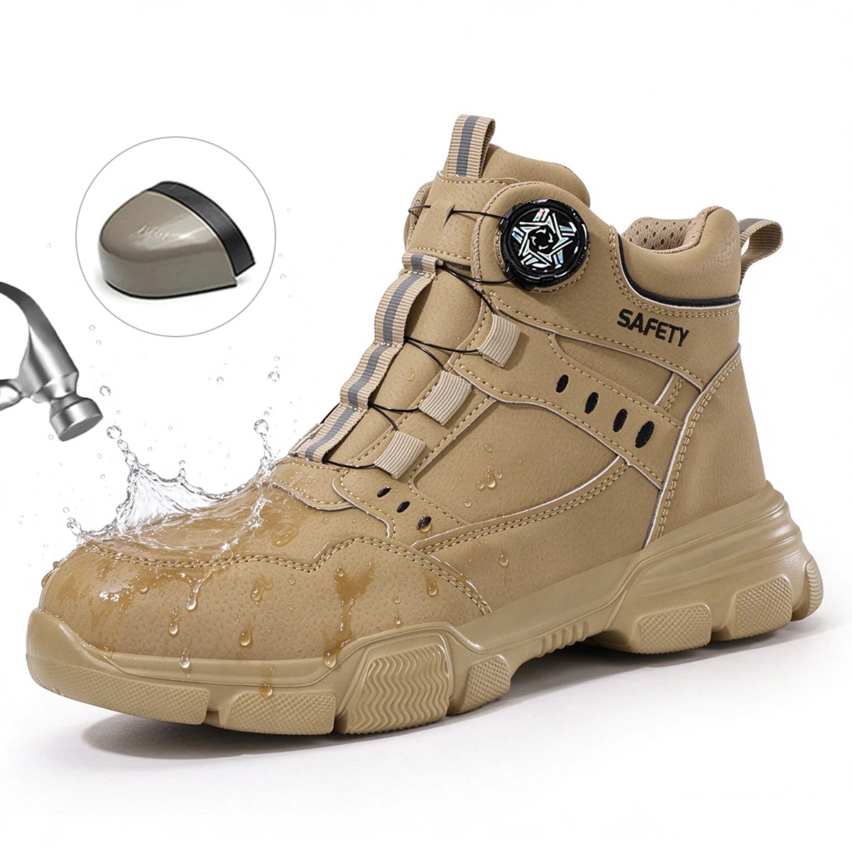 Halloween Men's Safety Shoes Steel Toe Sneakers Anti Smash Puncture Resistant Breathable Safety Casual Men's Work Shoes Leather