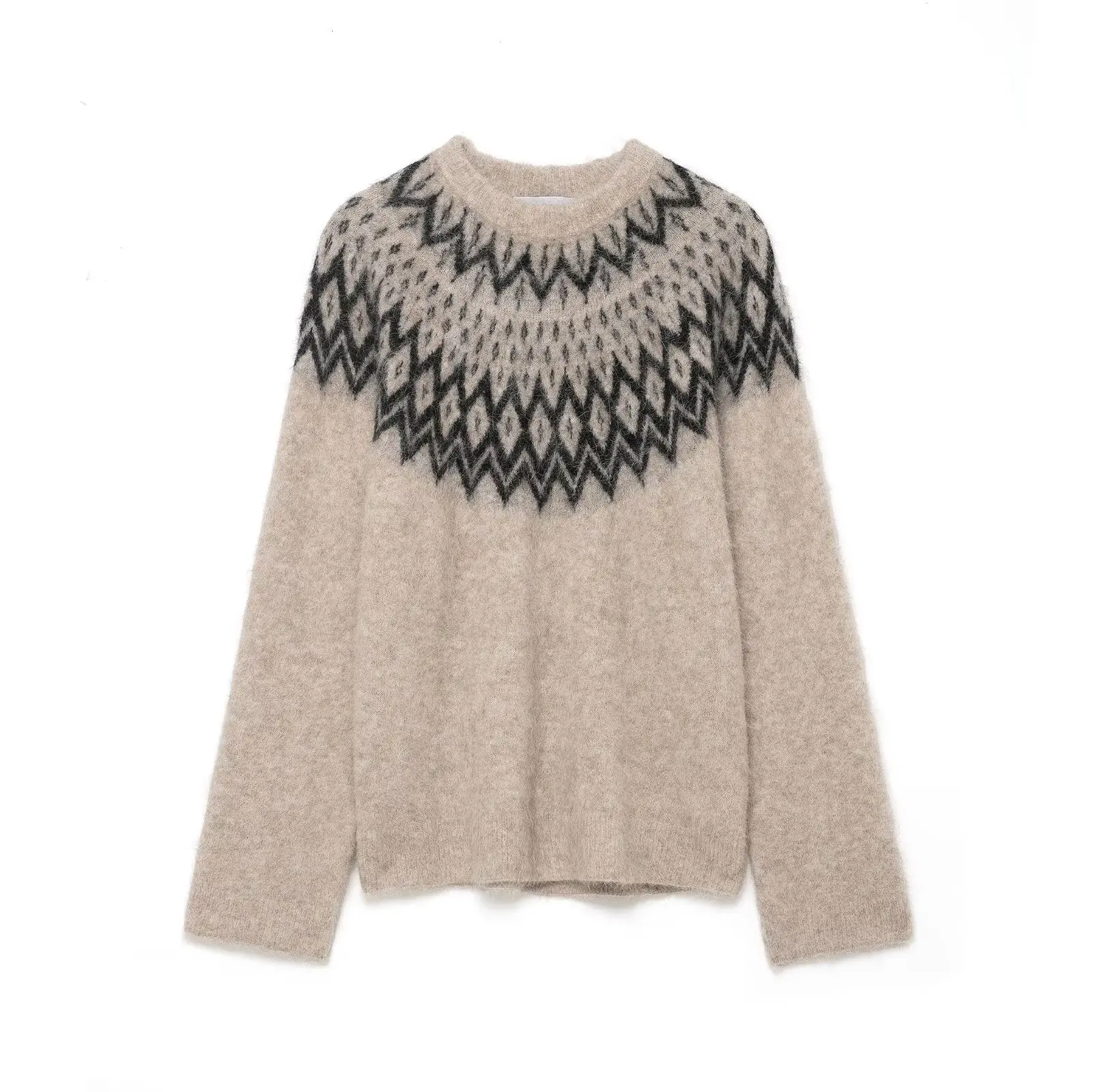 

2025 winter new European and American style fashion versatile casual retro jacquard sweater sweater tops