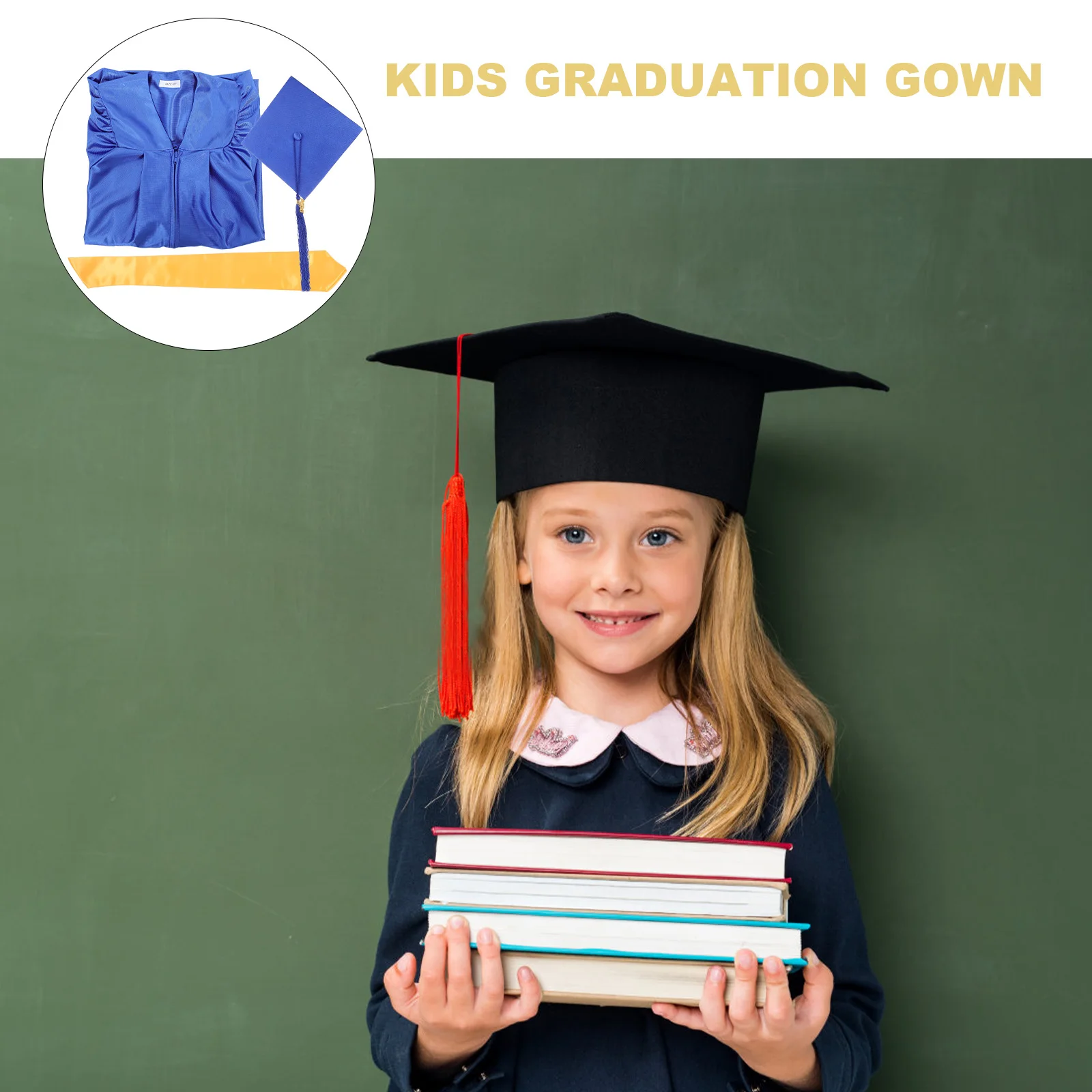 

1 set Set School Durable 2024 Polyester Gown Cap Graduation Cap And Gown Set For Elementary Graduation 2024
