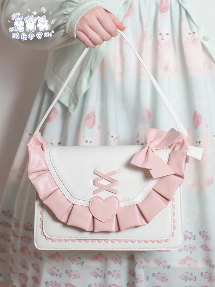 Original Lolita Bag Cute Pink Single Shoulder Crossbody Handbag Sweet Loli Girl Student Shoulder Bag
