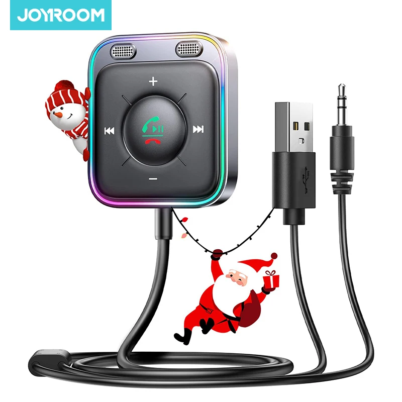 Joyroom Bluetooth 5.4 Car Adapter With Dual Mics Noise Cancellation AUX Bluetooth Wireless Receiver Car Kit for Car Music Calls