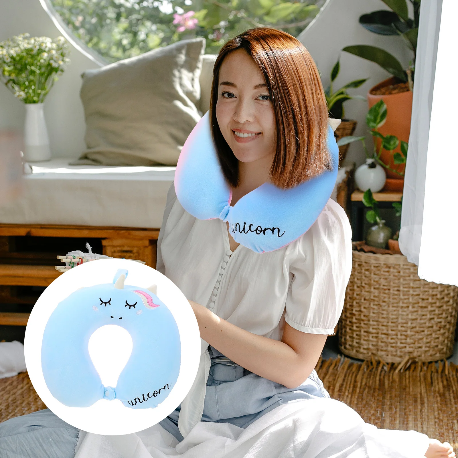 

U Neck Pillow Soft Neck Support Pillow Lightweight Portable Travel Car Airplane Office Sleeping Cushion Removable Cover