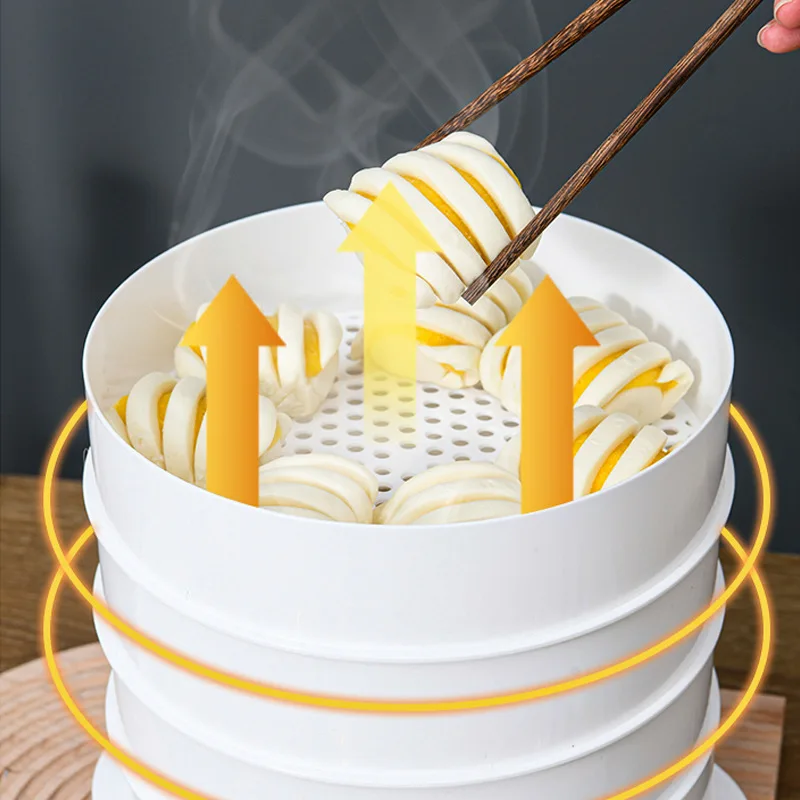 

Multi-layer plastic steamer, microwave steamer, kitchen steamed bread steamed dumplings with tropical cover