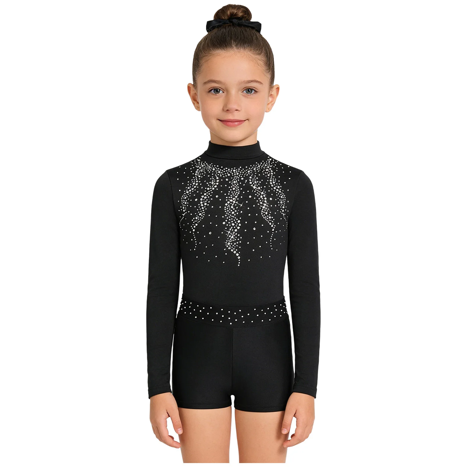 roupa-de-danca-para-meninas-leotardo-de-manga-longa-com-brilho-e-strass-forrado-com-fleece-fino-shorts-faixa-de-cabelo-fantasia-de-bailarina