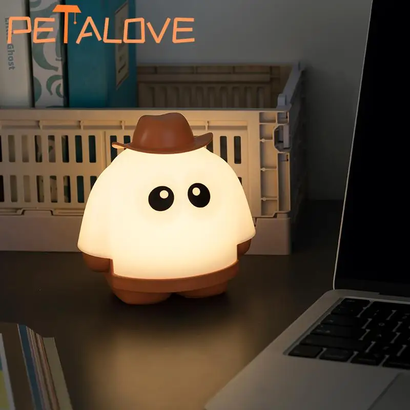 Ghost Night Light USB Charging Timer Automatic Light Off Room Decoration Interesting Doll Toy Study Read Playmate Kids