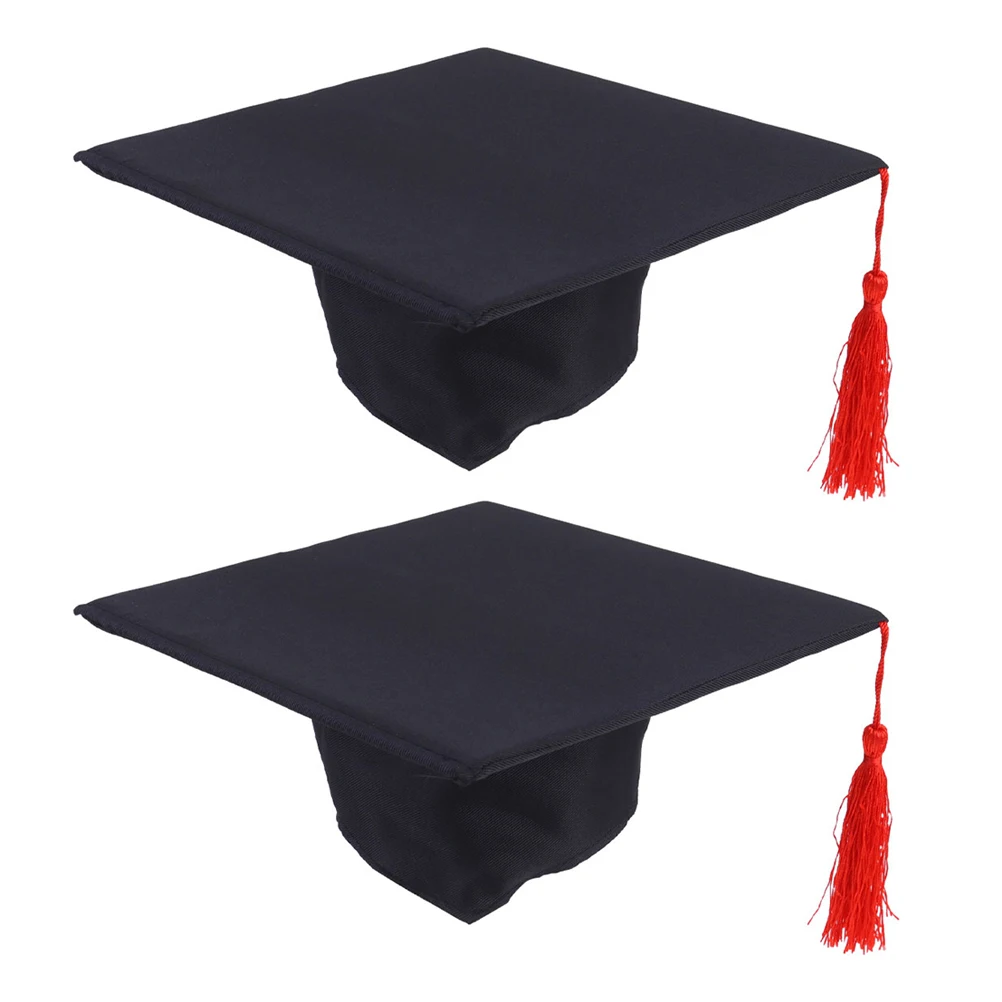 

2PCS Newborn Photography Props Graduation Hat for Baby Boy Photoshoot Soft Material Memorable Moments Versatile Use Black