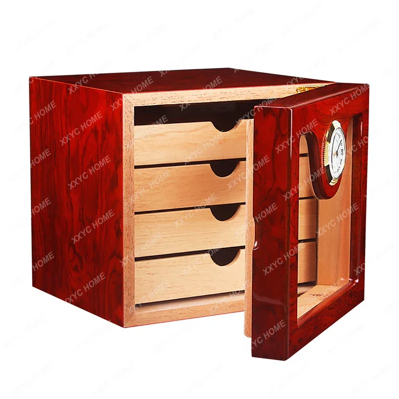 1PC Wooden Cedar Cigar Humidor LF-1005 Rosewood Grain Small Four-layer Piano Painted Cigar Humidifier Box