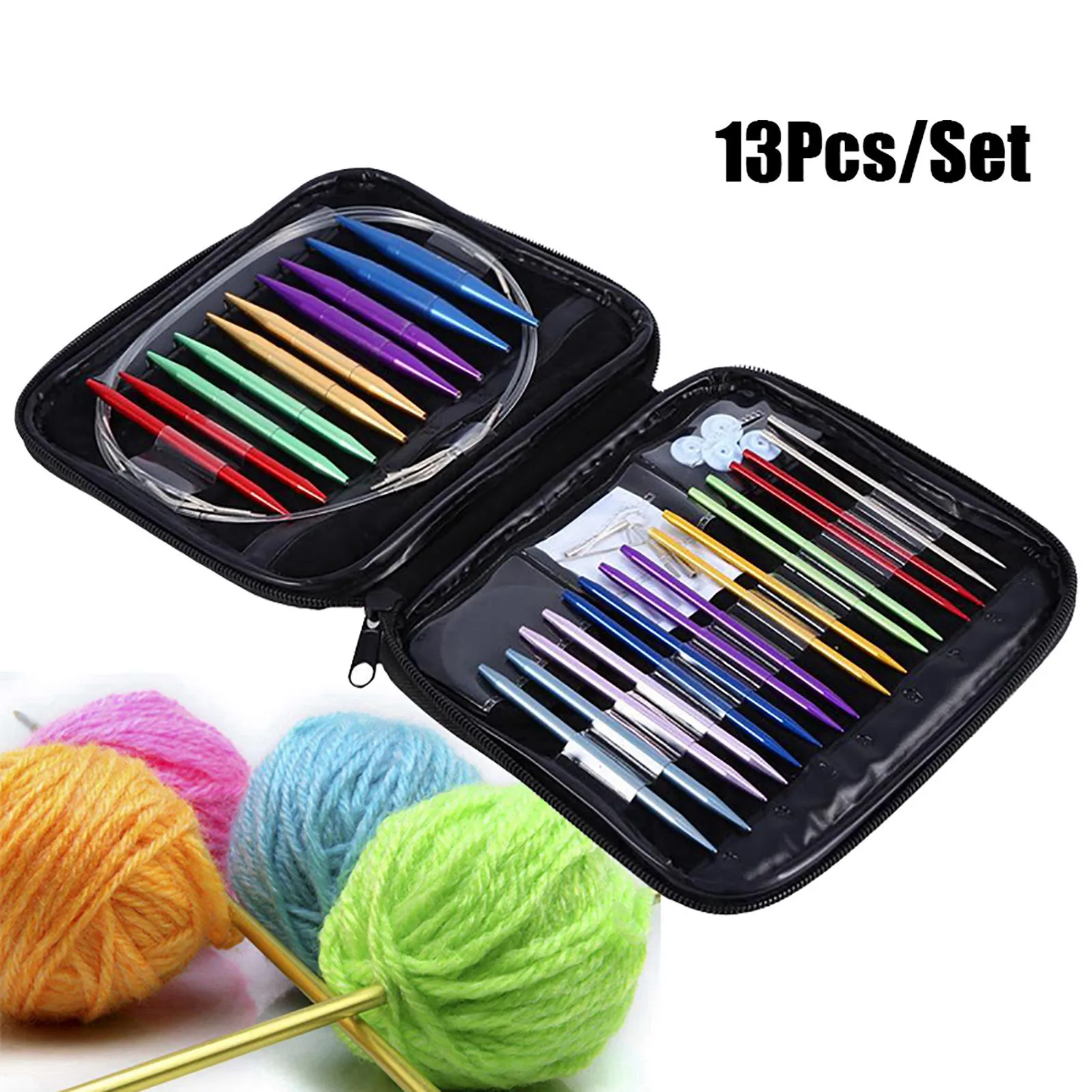

【HOT】13PCS/Set Interchangeable 13 Sizes Circular Knitting Needle Kit 3.0mm‑10mm with Case
