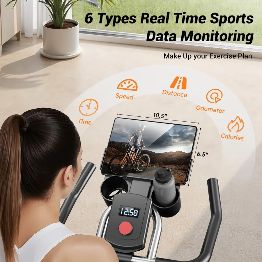 دراجة تمارين الدراجة الثابتة للمنزل مع تكامل التطبيقات الحصرية، حل مثالي لركوب الدراجات في الأماكن المغلقة للتدريبات المنزلية #3