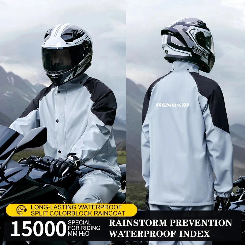 Waterproof Reflective Rain Suit for Men, Split Raincoat & Pants Set, Outdoor Rainwear for Motorcycle and Cycling Riding