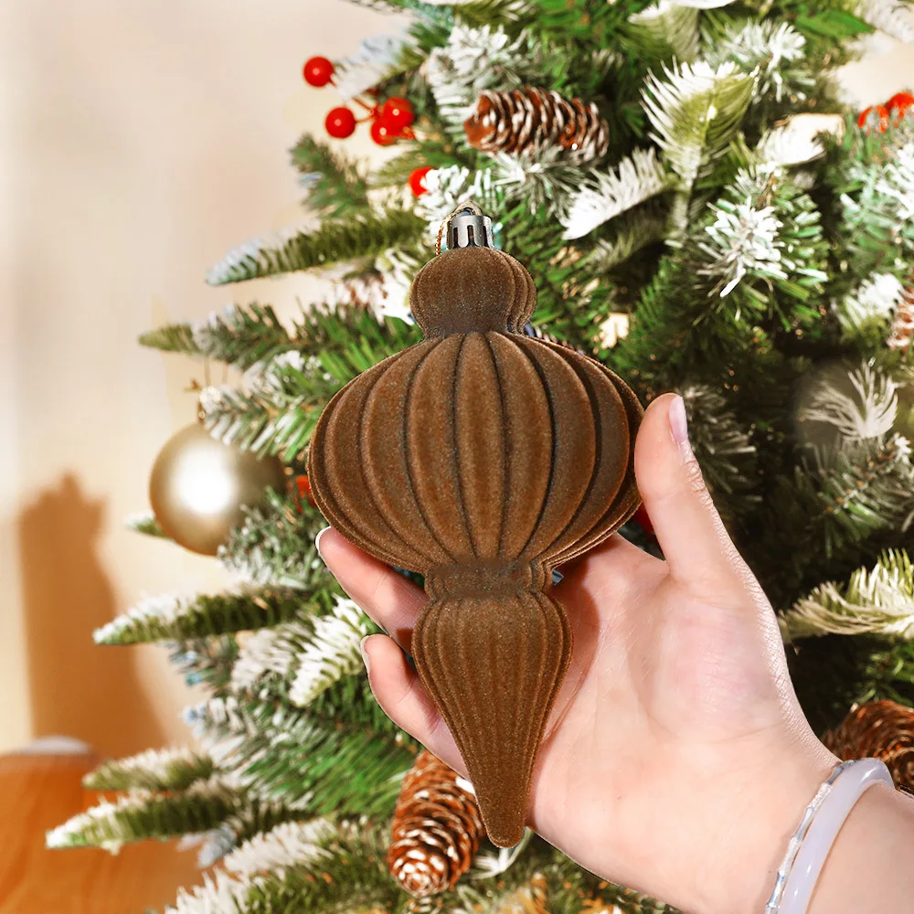 

4pcs Flocked Christmas Ball Pendant Creative Delicate Xmas Tree Hanging Ornament Shatterproof Mini Christmas Ball Decoration