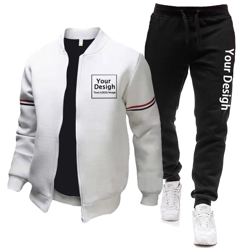 Custom Logo Jacket Sets DIY Your Design Baseball Uniform Windbreak Coat Male Winter Fashion Long Sleeve Trousers Tracksuits Suit