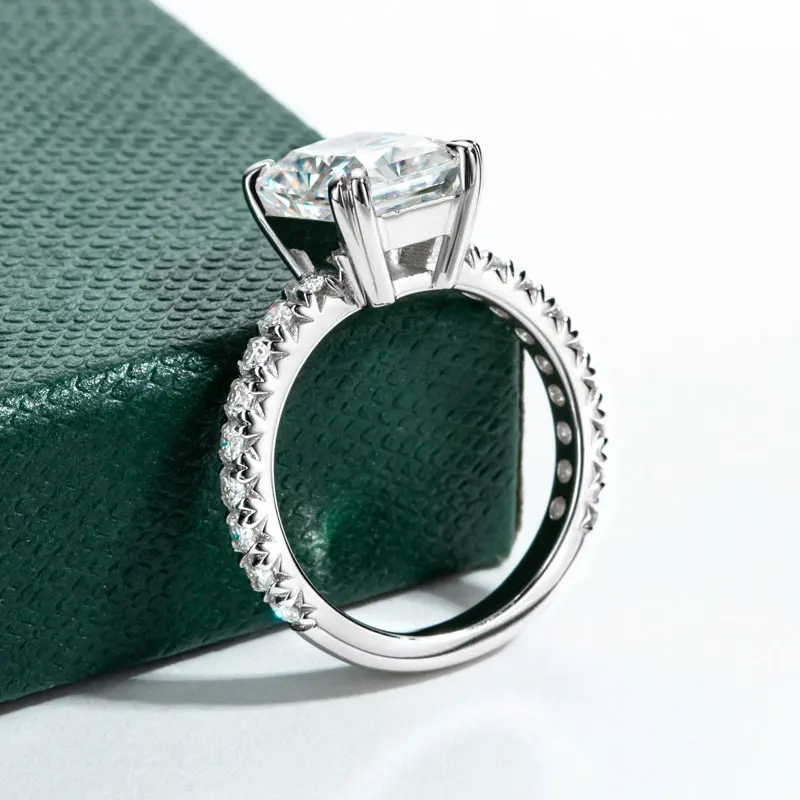 DEZO All Moissanite Engagement Rings For Women  Solid 925 Sterling Silver Radiant Cut 4 Carat VVS1 D Color GRA Certificate