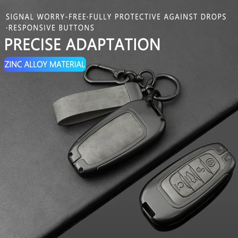

For FAW Hongqi H5 H9 2020 2021 2022 E-HS9 High-end 2023 Zinc Alloy Leather Car Key Case Holder Shell Protector Cover Keychain
