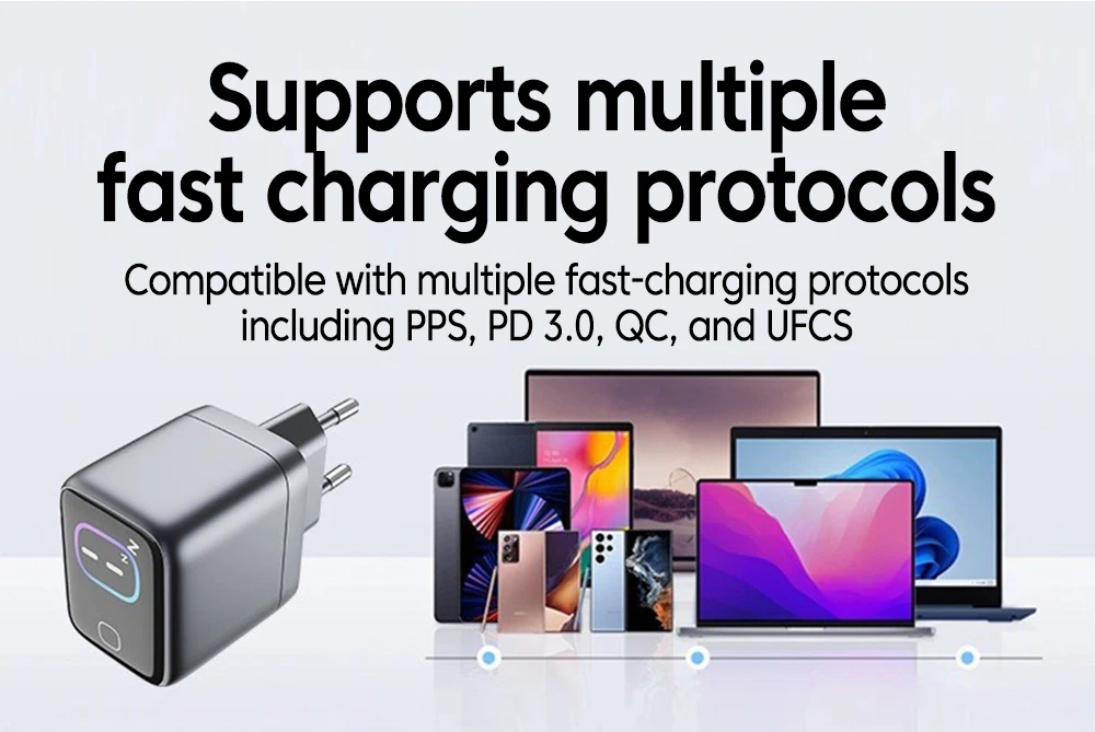 PD 45w GaN Fast Charger Type-c Port Mobile Phone Adapter With AI Smart Screen Display For iPhone 17 16 15 Samsung Xiaomi Huawei