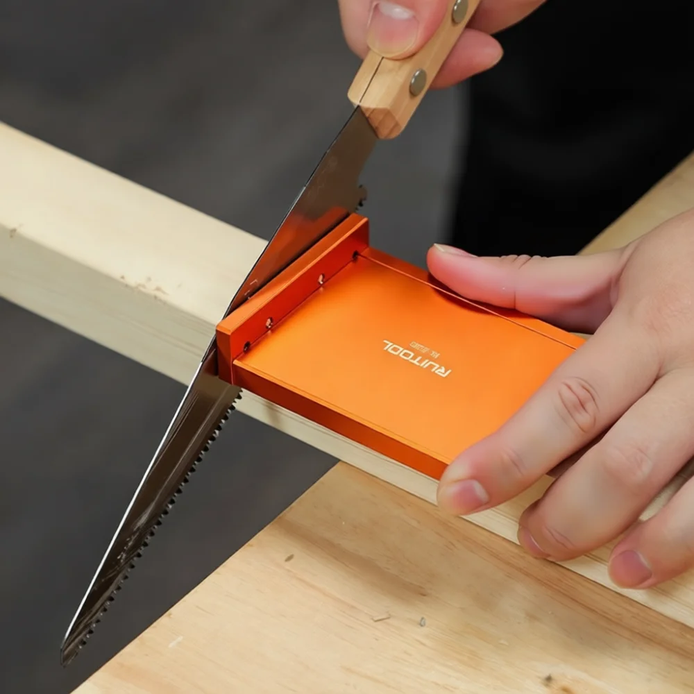 Woodworking Manual Saw Guide Magnetic Aluminum Tool 90 Degree Square Positioning Cutting Rail Accessory Orange