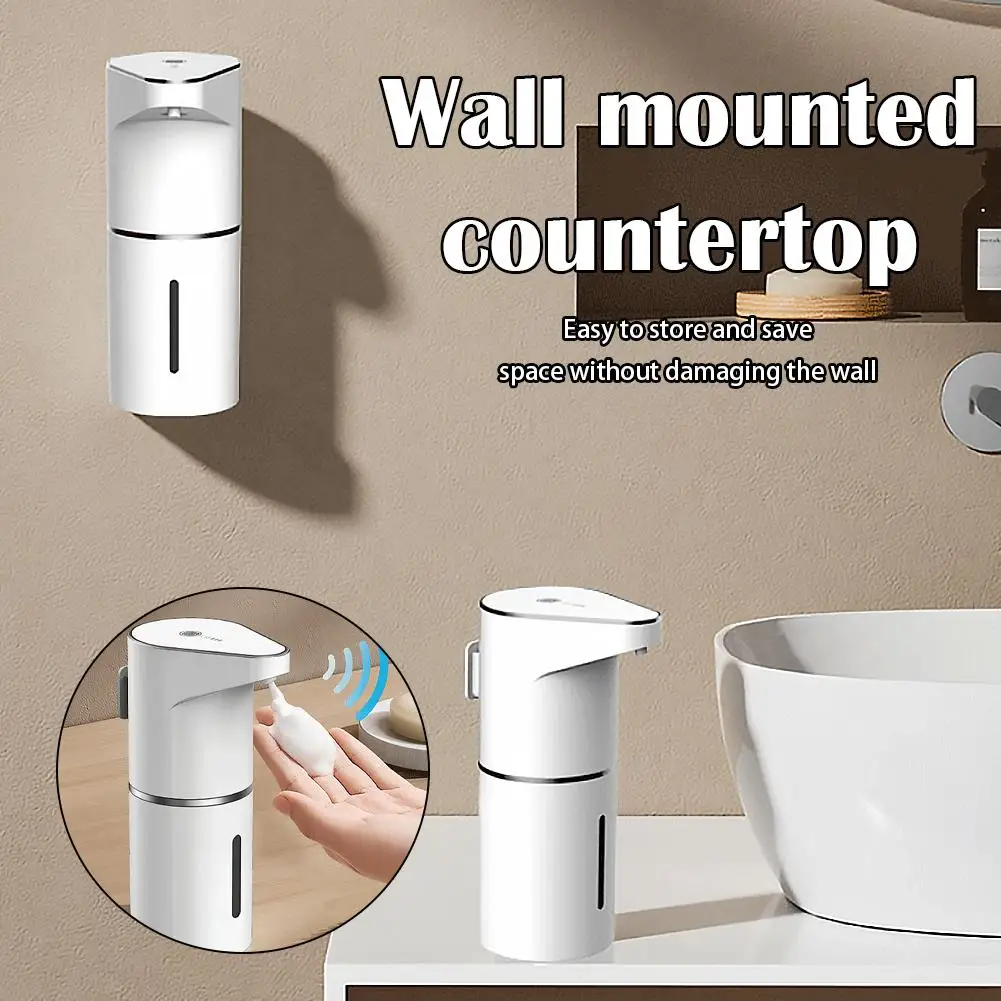 Automatic Foaming Soap Dispenser 350ml, Wall Mount, USB Rechargeable Adjustable Foam Hand & Dish Soap Dispenser for Bathroom image 2