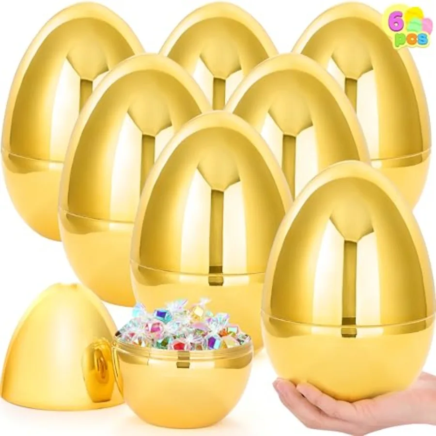 

6 шт. 10-дюймовых металлических пластиковых яиц Jumbo для Пасхи, большие, наполняемые, для тематических пасхальных охот на яйца, наполнители для корзин, для угощений