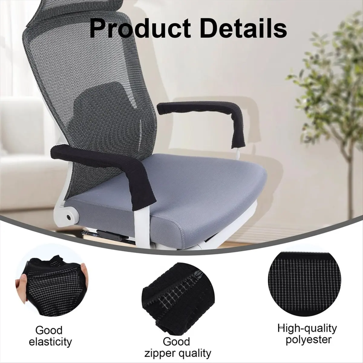 A73P 2 Pcs Armrest Protectors Polyester Armrest Cover Office Chair Stretchy Swivel Chairs Arm Armrest Covers for Home Office