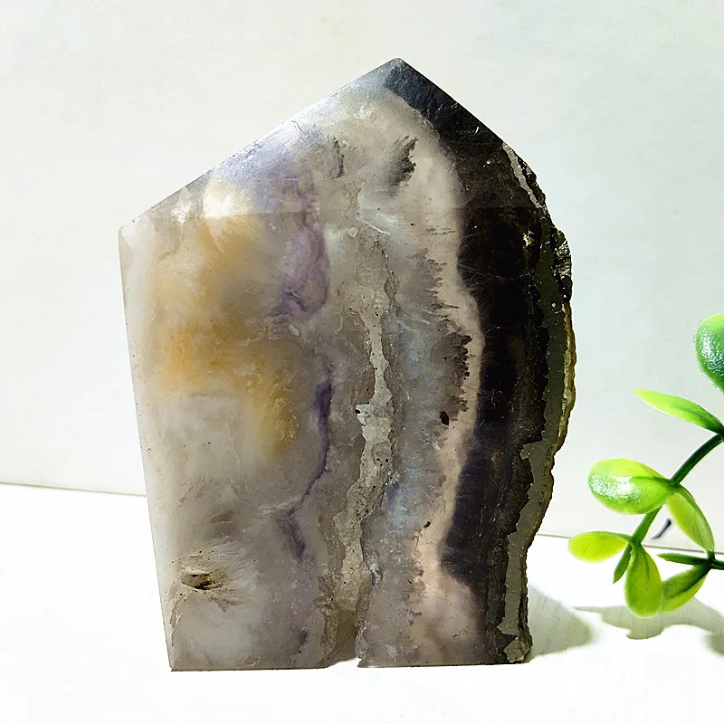 Natural Pyrite And Fluorite Symbiosis Srystal Wand Point Witchcraft Chakra Energy Spiritual Reiki Healing Desk Home Room Decor