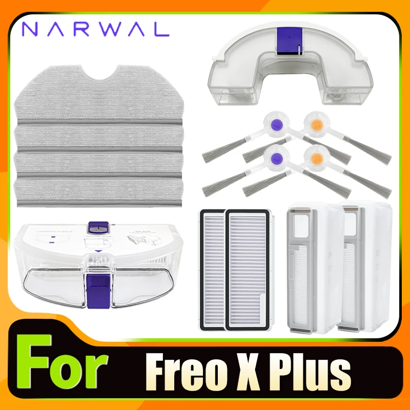 

Accessories For 나르왈 Narwal Freo X Plus Robot Vacuum Cleaner Roller Side Brush HEPA Filter Mop Pad Dust Bag Replacement Parts