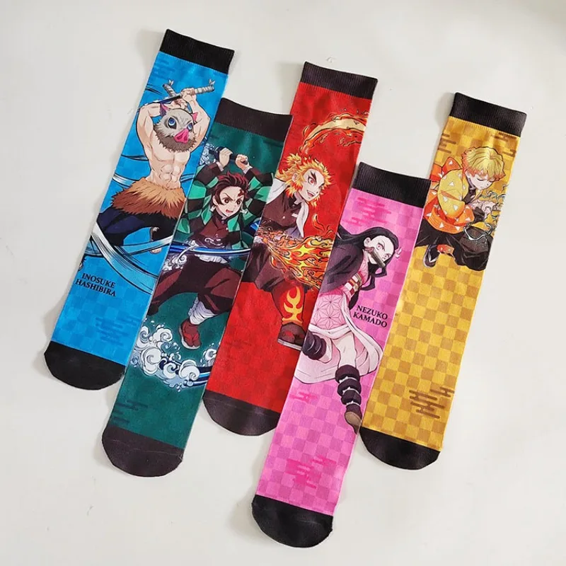 جديد أنيمي شيطان القاتل Sockings كامادو تانجيرو Nezuko Agatsuma Zenitsu Kawaii تأثيري جورب اكسسوارات الكرتون الكبار الجوارب هدية