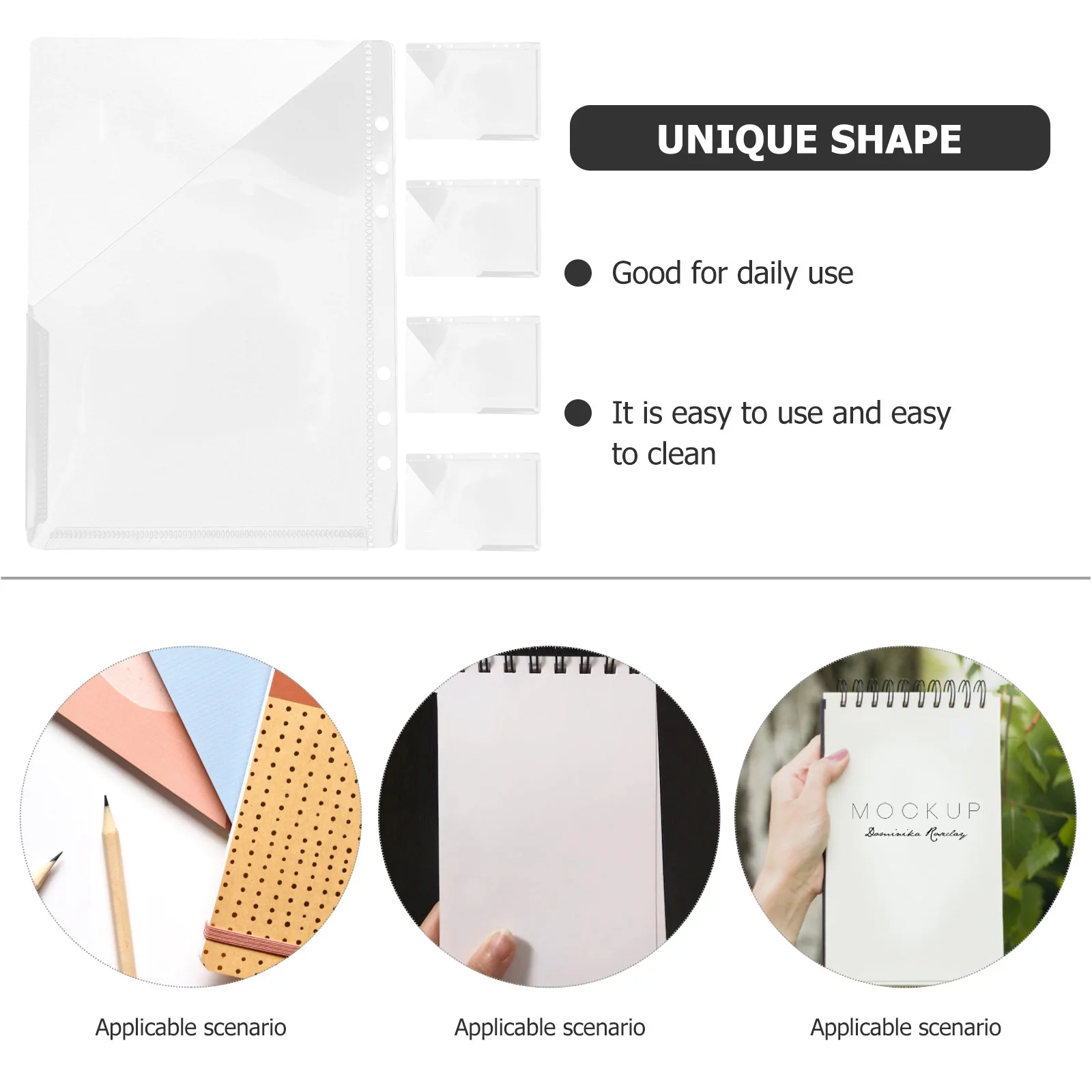 

5pcs Ticket Scrapbook Album Clear Wear-Resistant File Protectors For Photos Cards Documents Office School Storage Loose Leaf