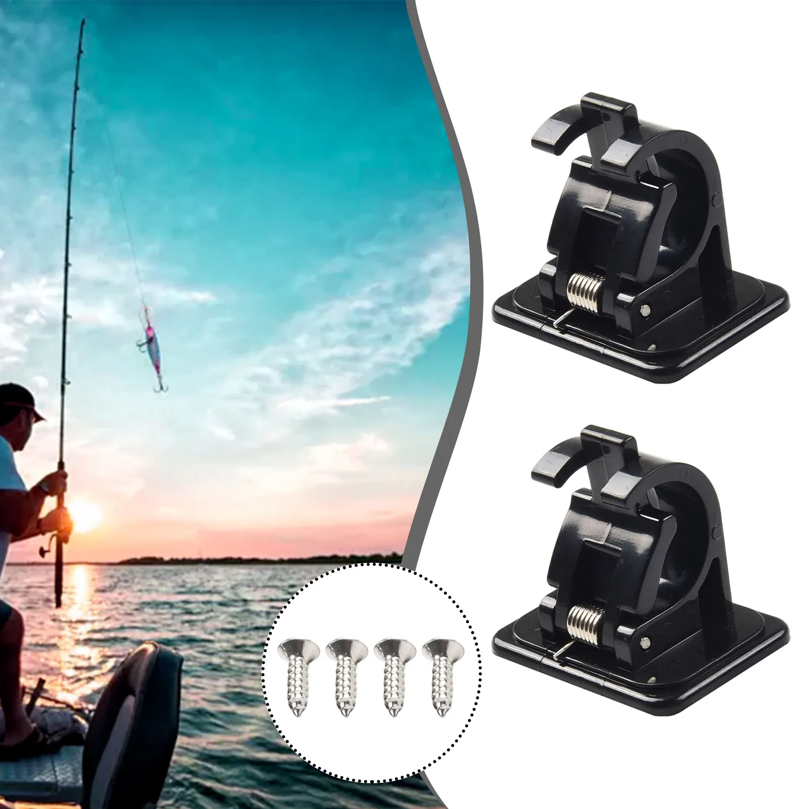 

2pcs/Kit ABS Wall Mounted Fishing Rod Storage Clip Clamps Holder Rack Organizer Board Ceramic Tile Fish Tackle