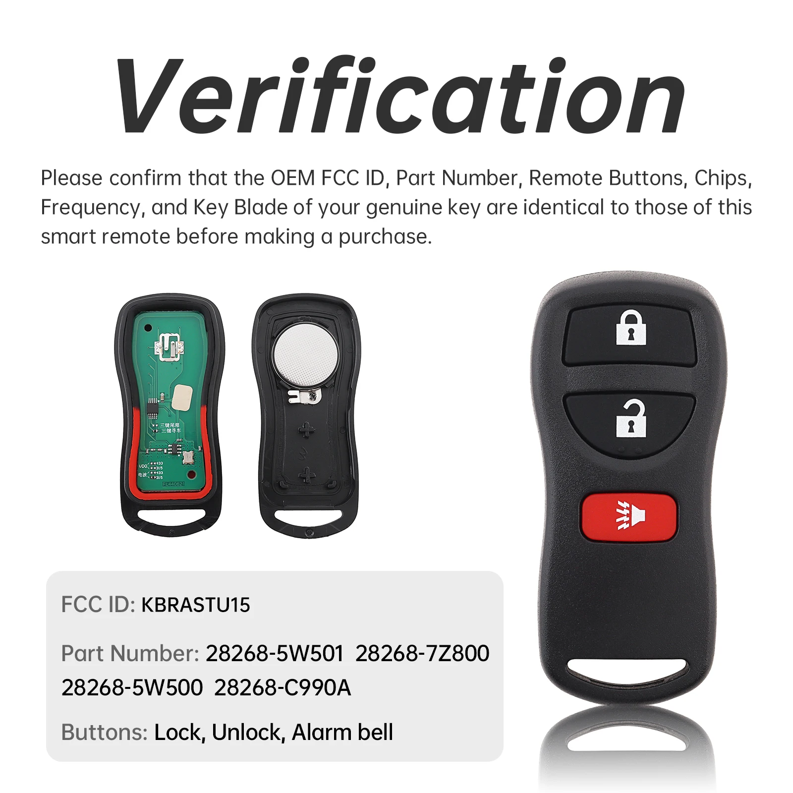 3 أزرار سيارة مفتاح بعيد فوب قذيفة صالح لنيسان مورانو إنفينيتي FX35 FX45 QX4 باثفندر KBRASTU15 315MHz مفتاح قذيفة غطاء #3