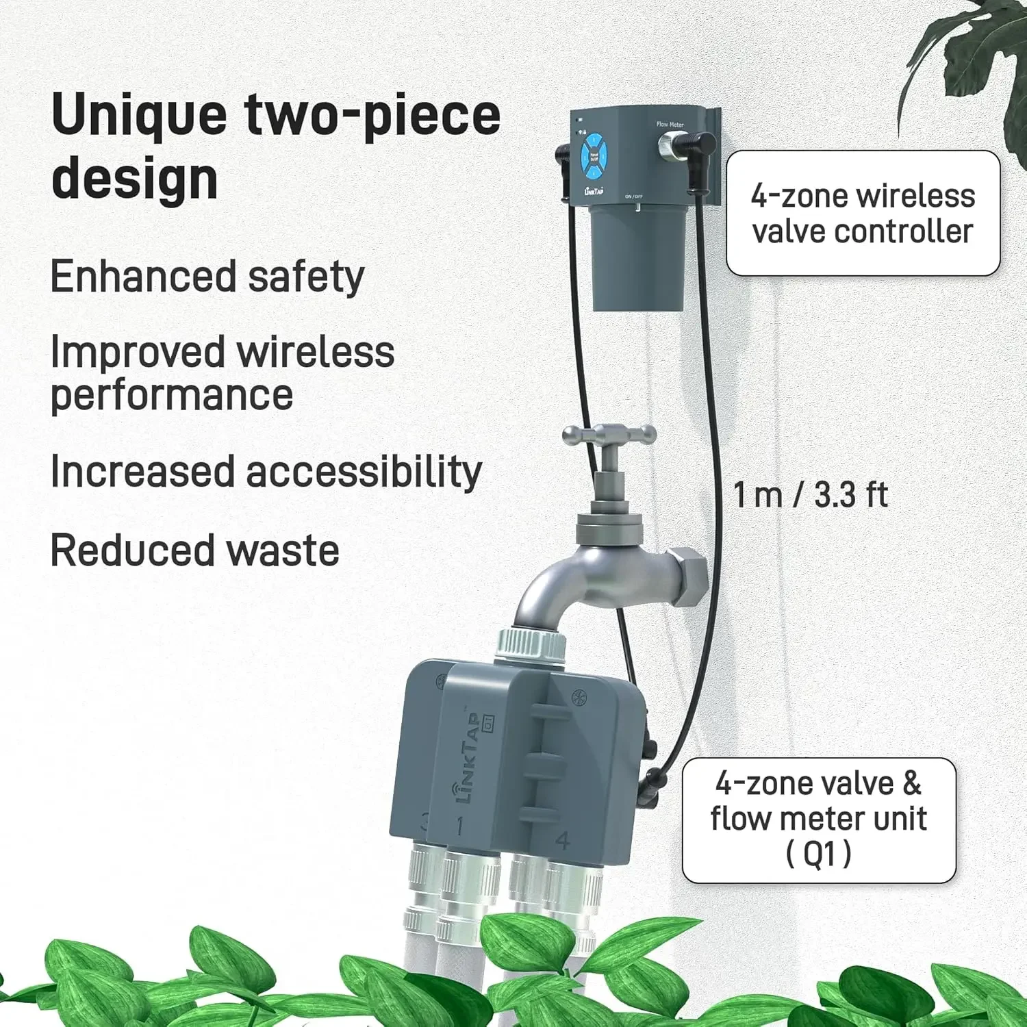 LinkTap Q1 4-Zone Wireless Water Timer & Gateway, Equals Four G2S Smart Hose Timers