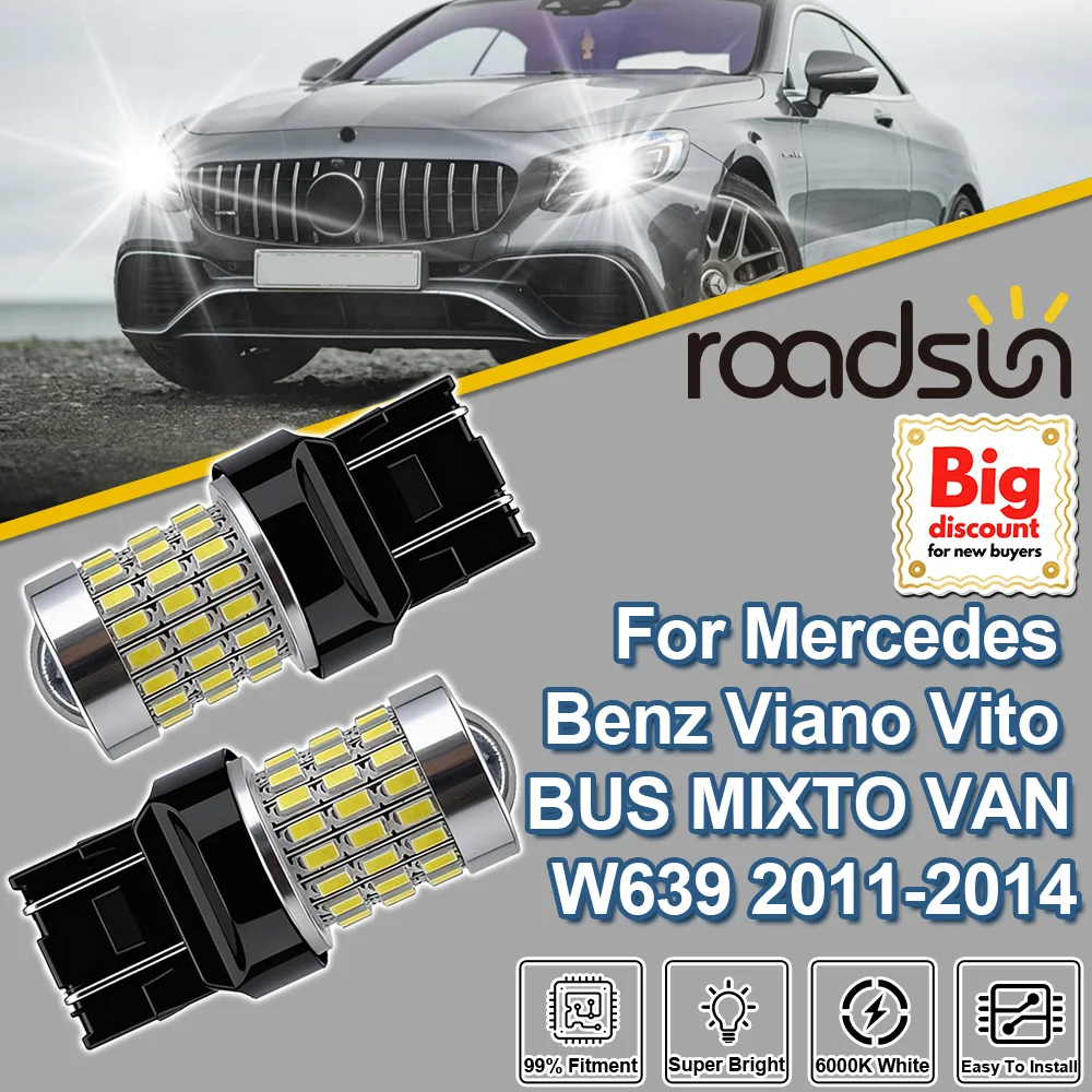 Roadsun For Mercedes Benz Viano Vito BUS MIXTO VAN W639 2011-2014 W21/5W 7443 Projector Lens LED Daytime Running Lamps 2012 2013