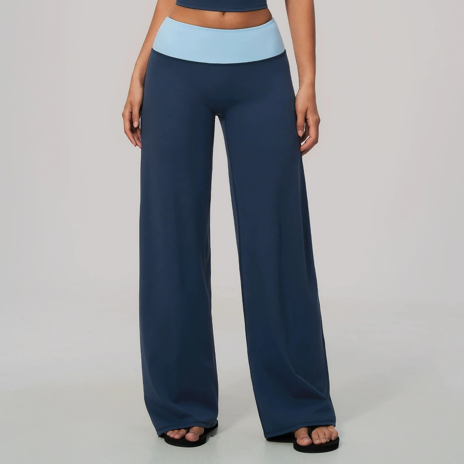 Outdoor Sports Leggings Color Blocking Wide Leg Bottoms Women's High Waist Yoga Pants Naked Feel Pilates Running Sports Trousers