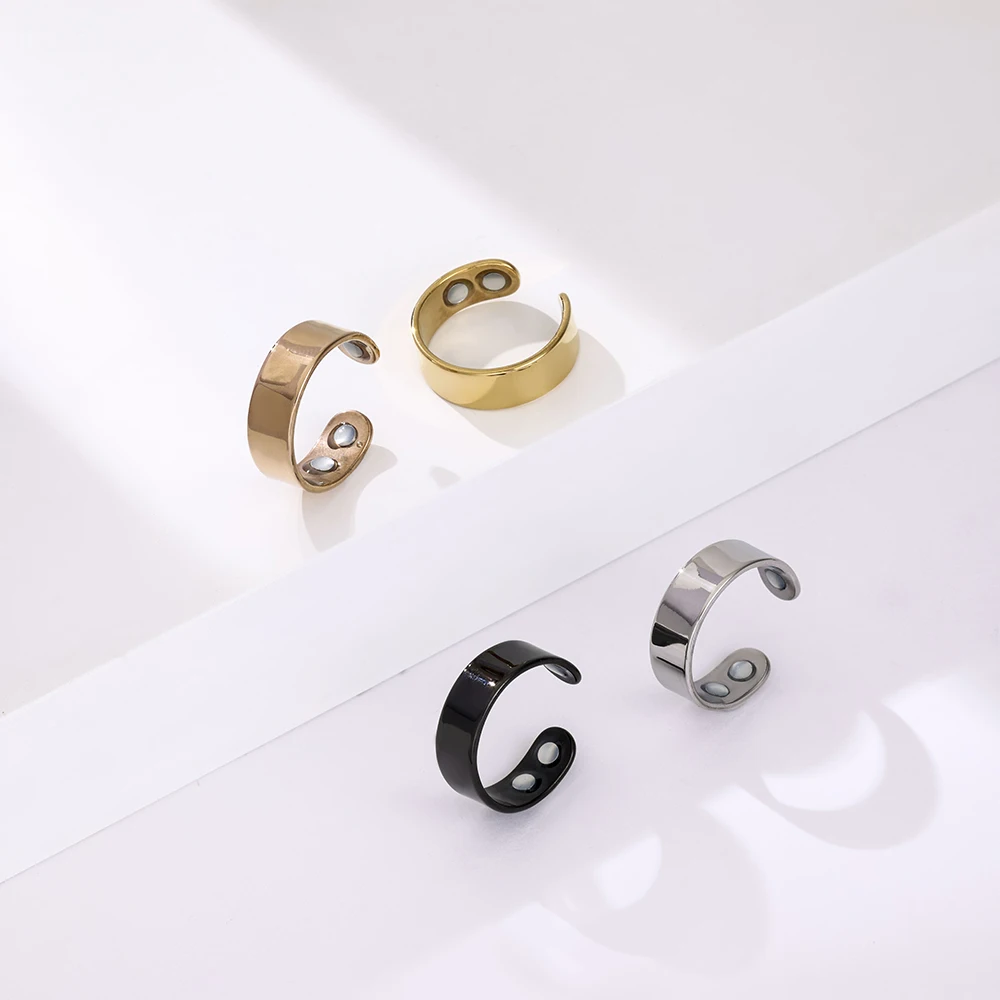 Huayue Cross-border New Stainless Steel Magnetic Ring, Magnetic Open Anti-snoring Ring, Double Magnetic Health Fashion Jewelry