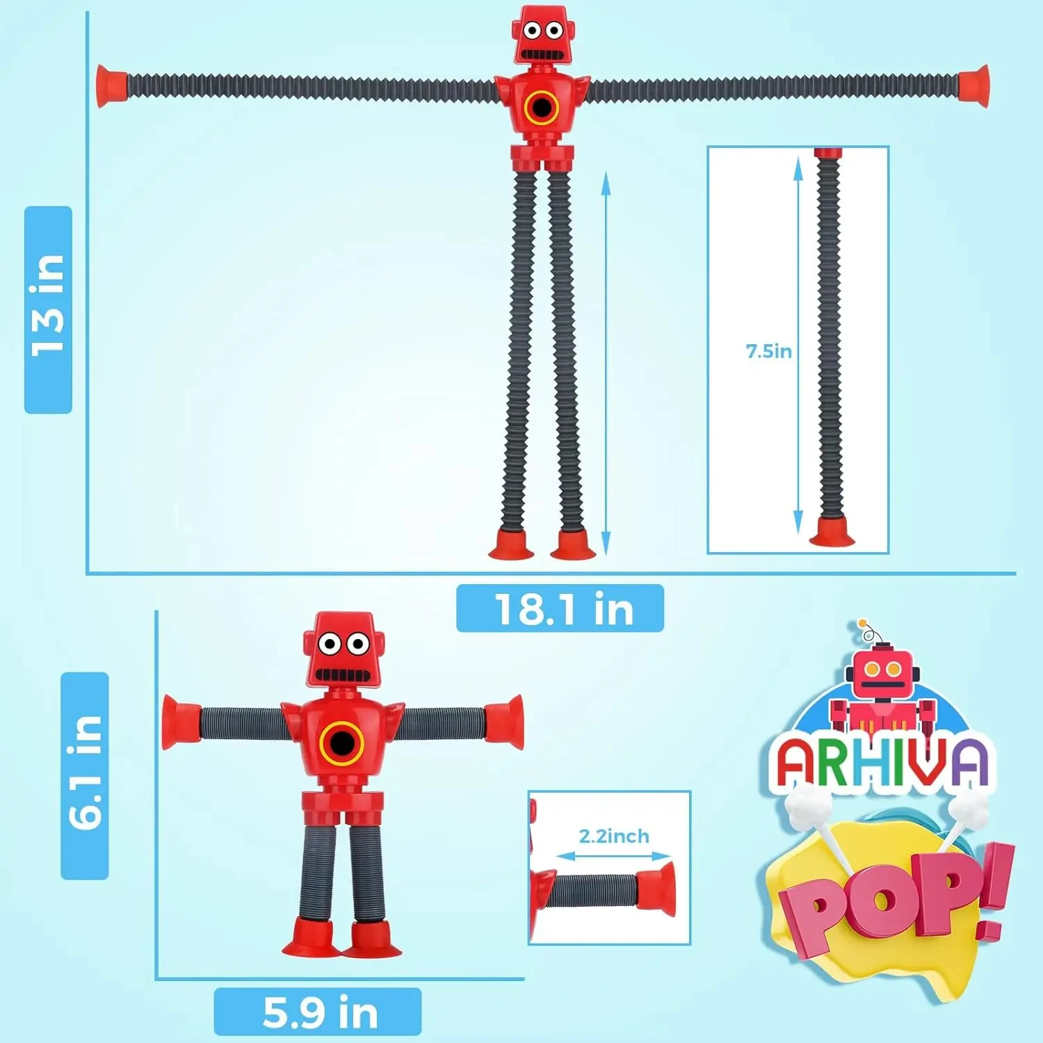 Telescopic Suction Cup Funny Robot Toy,Decompression Toy Robot Party Favors,Christmas Birthday Carnival Prize for Boys and Girls