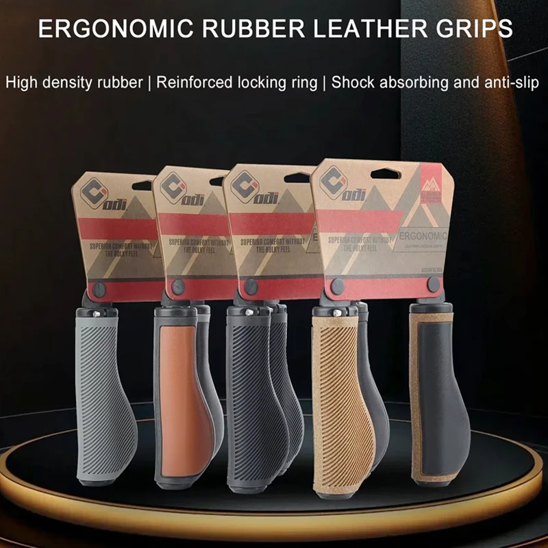 

EL13 MTB Retro Leather Grips Bicycle Large Pad Grip Road Bike Lock-on Grip Cover for Brompton Folding Bicycle Accessories