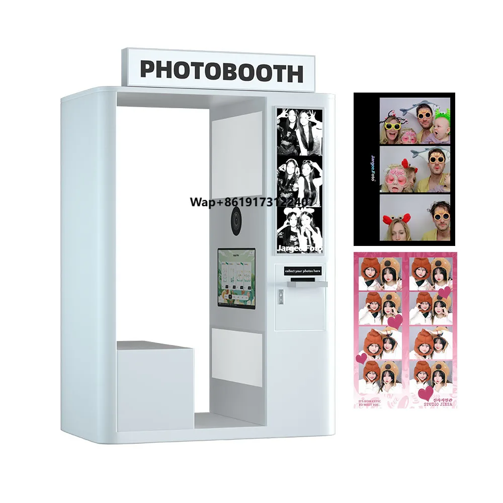 Custom Logo Nordic-Style Self-Service Photobooth Machine With Printer and Elegant Photo Booth