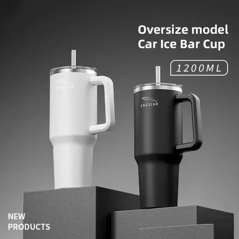 1200ML 고품질 단열 텀블러 손잡이와 빨대 포함 커피컵 재규어 X S F XF XE XJ XK XEL XFL XJL XJ6 XJS XKR XFR용